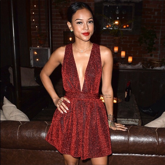 NASTY GAL Red Alert Metallic Shimmer Dress - Picture 1 of 6